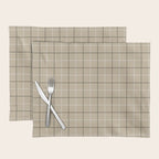 Tattersall Windowpane Check Plaid (tan/black/white) Placemat Gallery Image 1