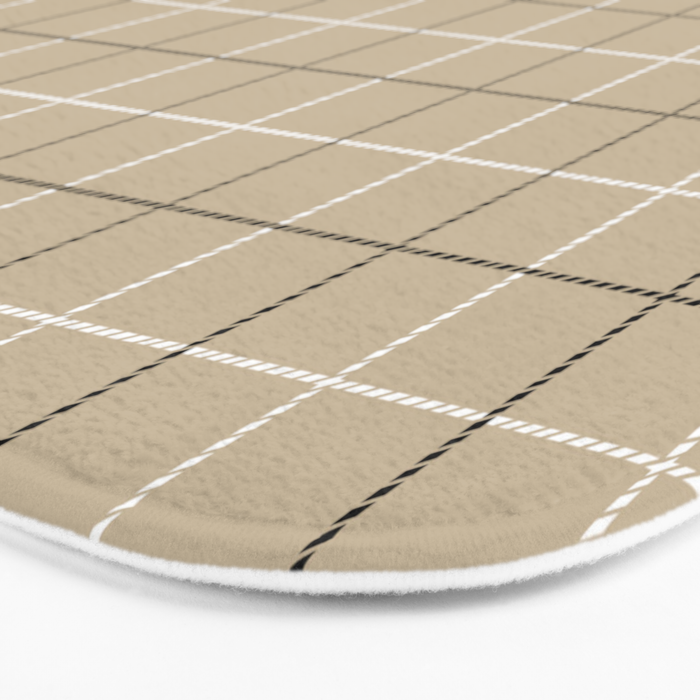 Tattersall Windowpane Check Plaid (tan/black/white) Bath Mat Gallery Image 3