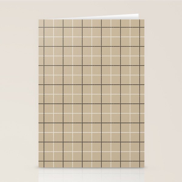 Tattersall Windowpane Check Plaid (tan/black/white) Stationery Card Gallery Image 1