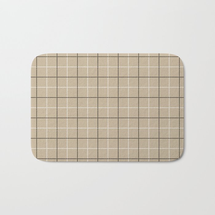 Tattersall Windowpane Check Plaid (tan/black/white) Bath Mat Gallery Image 1