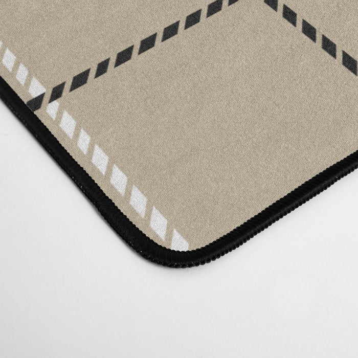 Tattersall Windowpane Check Plaid (tan/black/white) Desk Mat Gallery Image 4