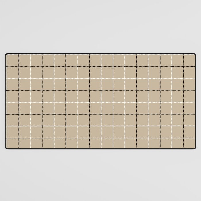 Tattersall Windowpane Check Plaid (tan/black/white) Desk Mat Gallery Image 3