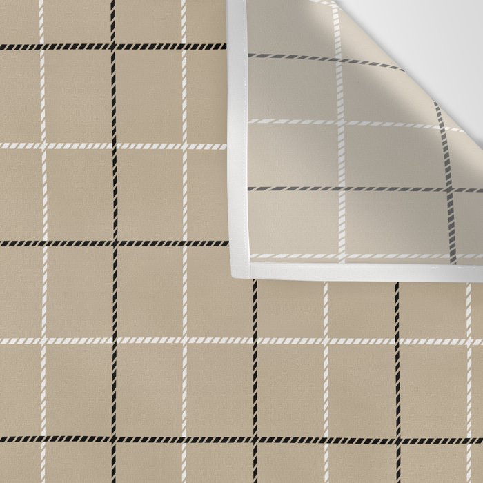 Tattersall Windowpane Check Plaid (tan/black/white) Wall Tapestry Gallery Image 3