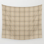 Tattersall Windowpane Check Plaid (tan/black/white) Wall Tapestry Gallery Image 4