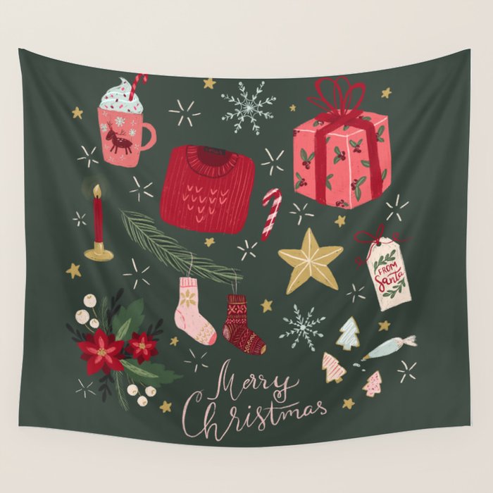Merry Christmas Wall Tapestry Gallery Image 4