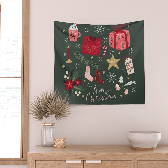 Merry Christmas Wall Tapestry Gallery Image 2