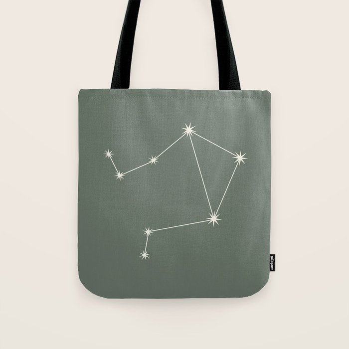 Libra Zodiac Star Constellation Line Art Sage Tote Bag Gallery Image 1