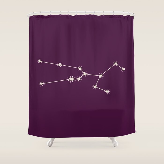Taurus Zodiac Star Constellation Line Art Plum Purple Shower Curtain Gallery Image 1