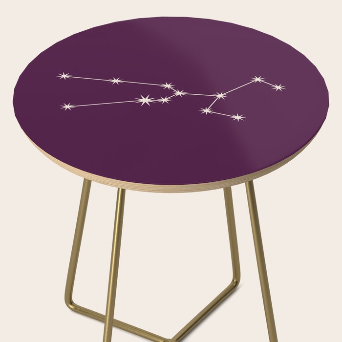 Taurus Zodiac Star Constellation Line Art Plum Purple Side Table Gallery Image 2
