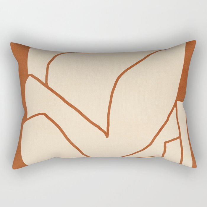 Abstract line art 2 Terracotta 2 Rectangular Pillow Gallery Image 2