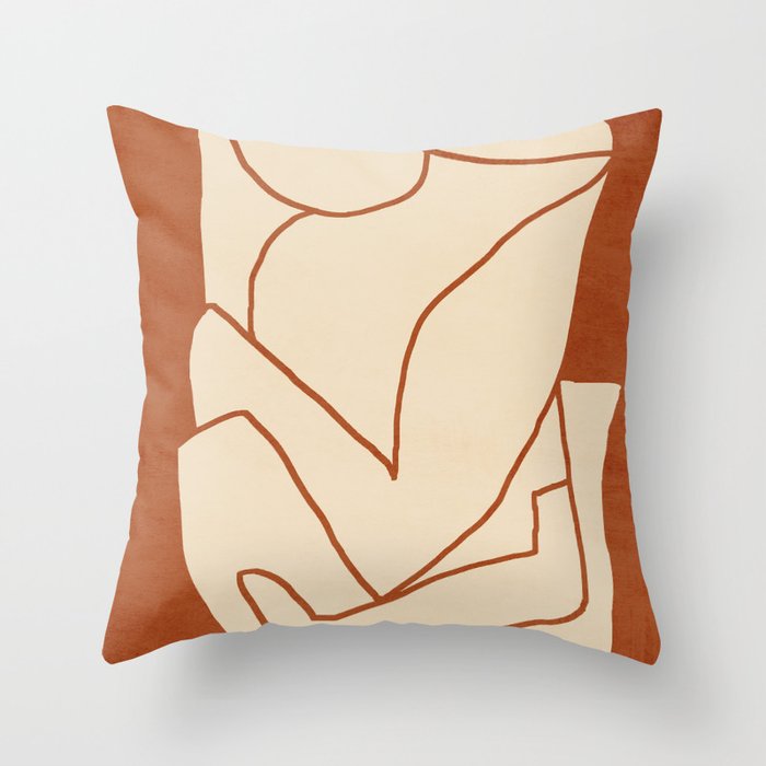 Abstract line art 2 Terracotta 2 Throw Pillow Gallery Image 6