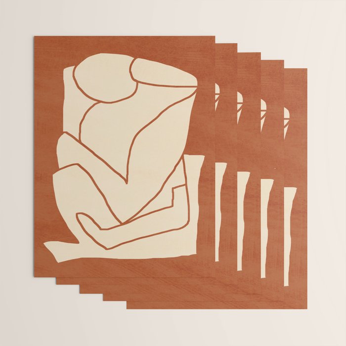 Abstract line art 2 Terracotta 2 Wrapping Paper Gallery Image 3