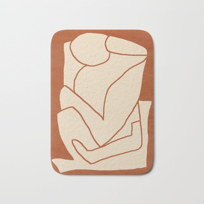 Abstract line art 2 Terracotta 2 Bath Mat Gallery Image 1