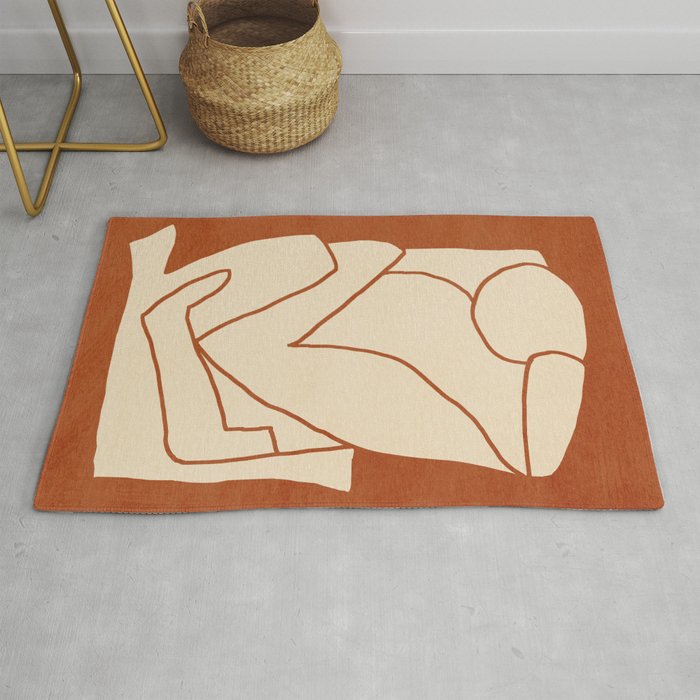 Abstract line art 2 Terracotta 2 Rug Gallery Image 1