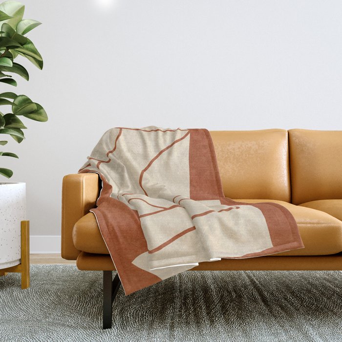 Abstract line art 2 Terracotta 2 Throw Blanket Gallery Image 1