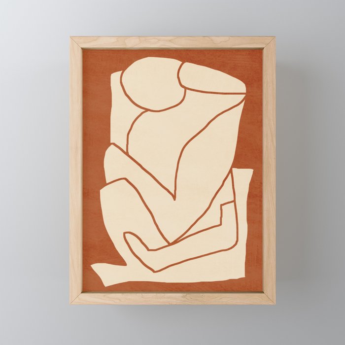 Abstract line art 2 Terracotta 2 Mini Art Print Gallery Image 1