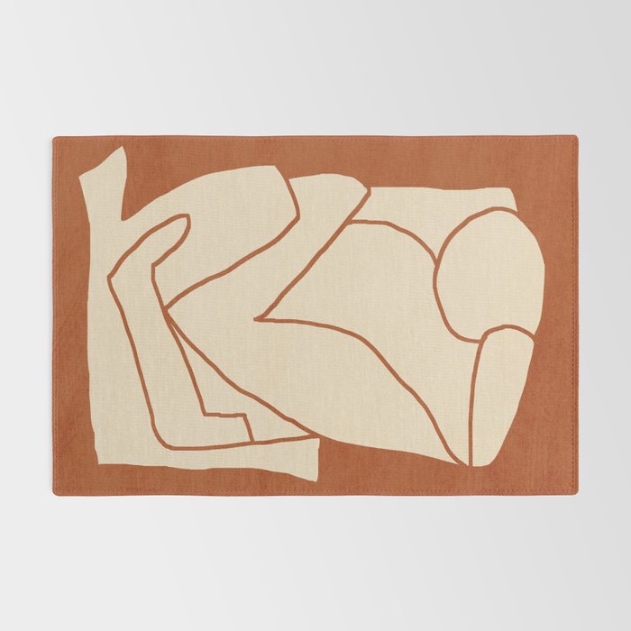 Abstract line art 2 Terracotta 2 Rug Gallery Image 2