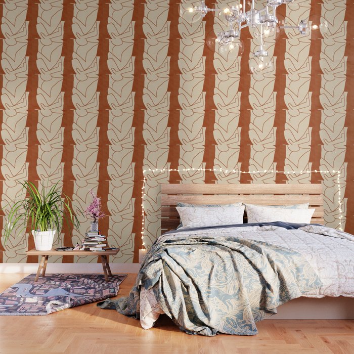 Abstract line art 2 Terracotta 2 Wallpaper Gallery Image 3