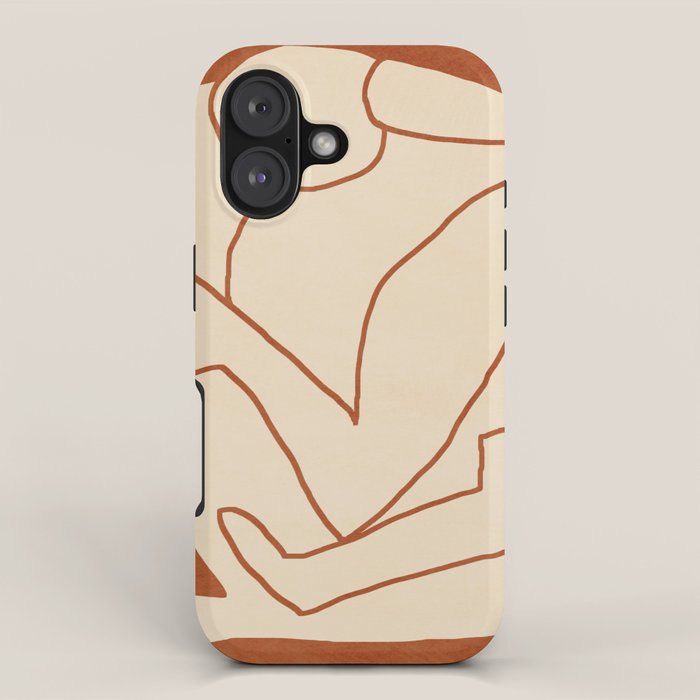 Abstract line art 2 Terracotta 2 iPhone Case Gallery Image 1