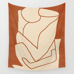 Abstract line art 2 Terracotta 2 Wall Tapestry Gallery Image 4