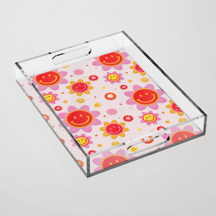 Smiling Flower Faces  Acrylic Tray Gallery Image 1