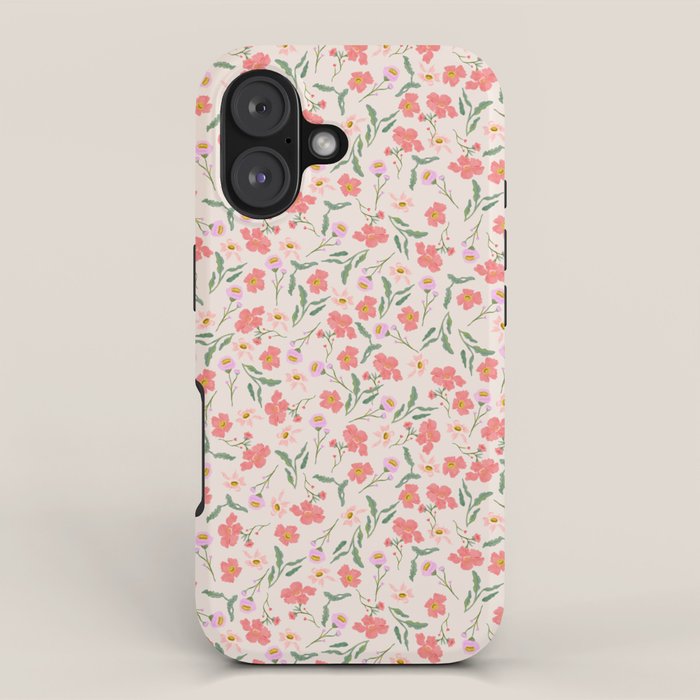 A breath of fresh air - A seamless floral pattern in pinks and reds iPhone Case Gallery Image 1