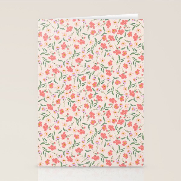 A breath of fresh air - A seamless floral pattern in pinks and reds Stationery Card Gallery Image 2