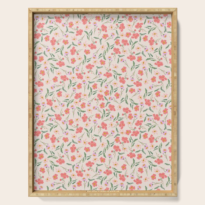 A breath of fresh air - A seamless floral pattern in pinks and reds Serving Tray Gallery Image 1