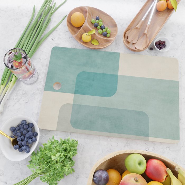Light Blue Aqua Minimalist Geometric Artwork Cutting Board Gallery Image 2