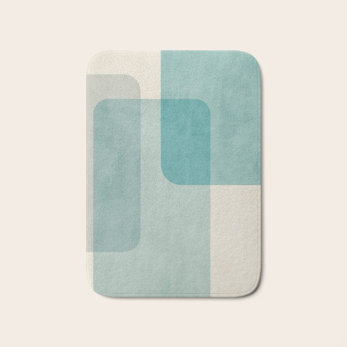 Light Blue Aqua Minimalist Geometric Artwork Bath Mat Gallery Image 1