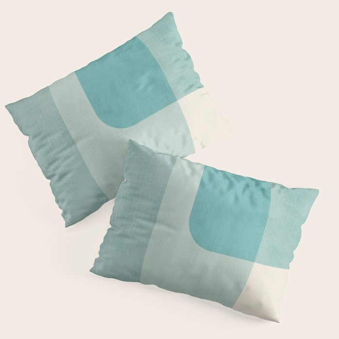 Light Blue Aqua Minimalist Geometric Artwork Pillow Sham Gallery Image 1