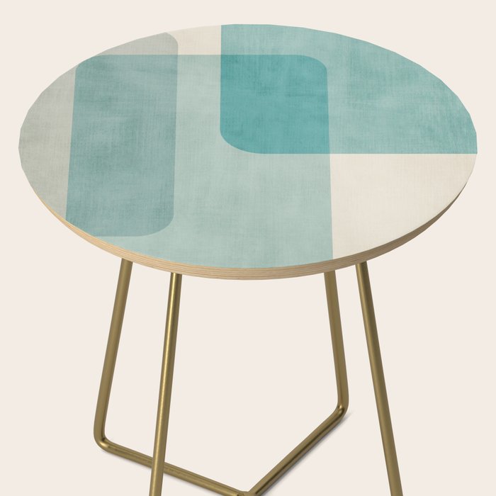 Light Blue Aqua Minimalist Geometric Artwork Side Table Gallery Image 2