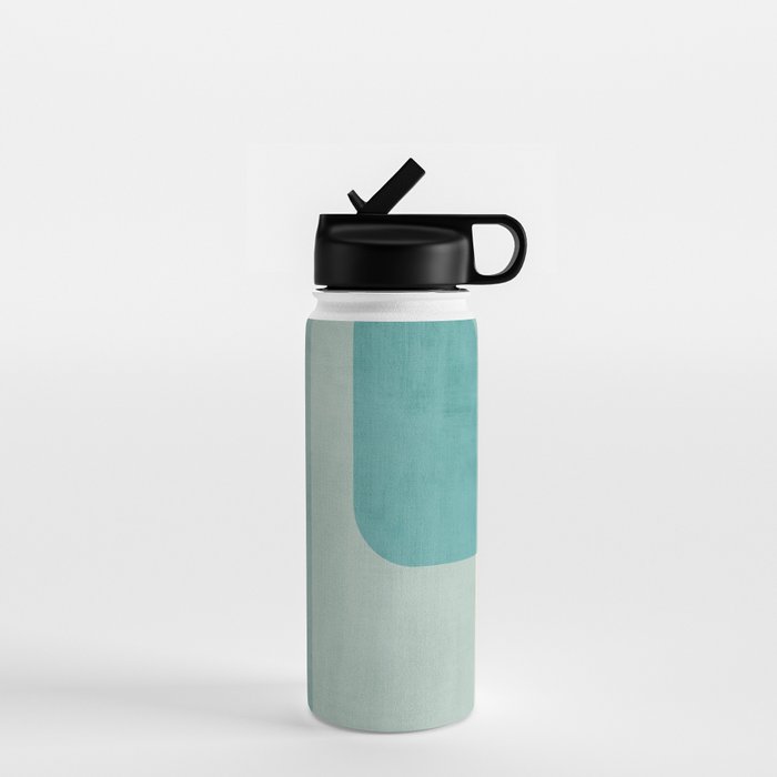 Light Blue Aqua Minimalist Geometric Artwork Water Bottle Gallery Image 1
