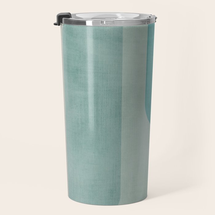 Light Blue Aqua Minimalist Geometric Artwork Travel Mug Gallery Image 3