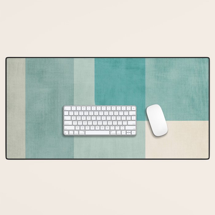 Light Blue Aqua Minimalist Geometric Artwork Desk Mat Gallery Image 1