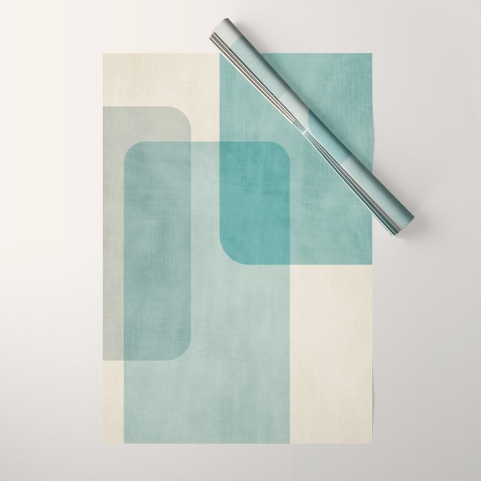 Light Blue Aqua Minimalist Geometric Artwork Wrapping Paper Gallery Image 1