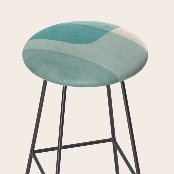 Light Blue Aqua Minimalist Geometric Artwork Stool Gallery Image 2