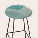 Light Blue Aqua Minimalist Geometric Artwork Stool Gallery Image 2