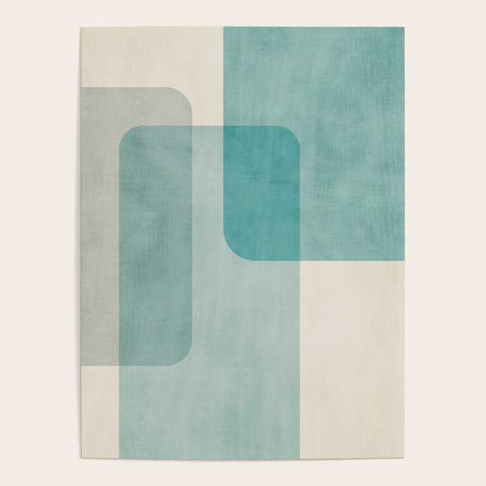 Light Blue Aqua Minimalist Geometric Artwork Poster Gallery Image 4