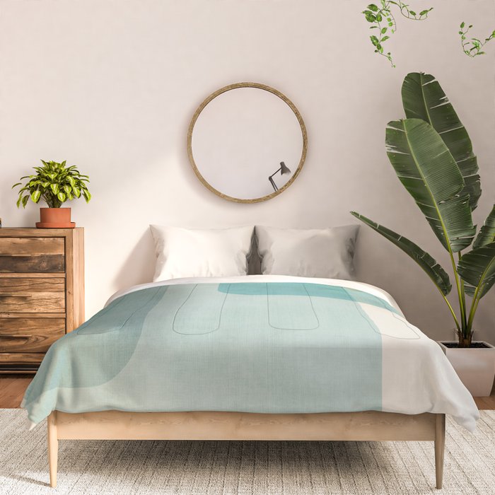 Light Blue Aqua Minimalist Geometric Artwork Comforter Gallery Image 3