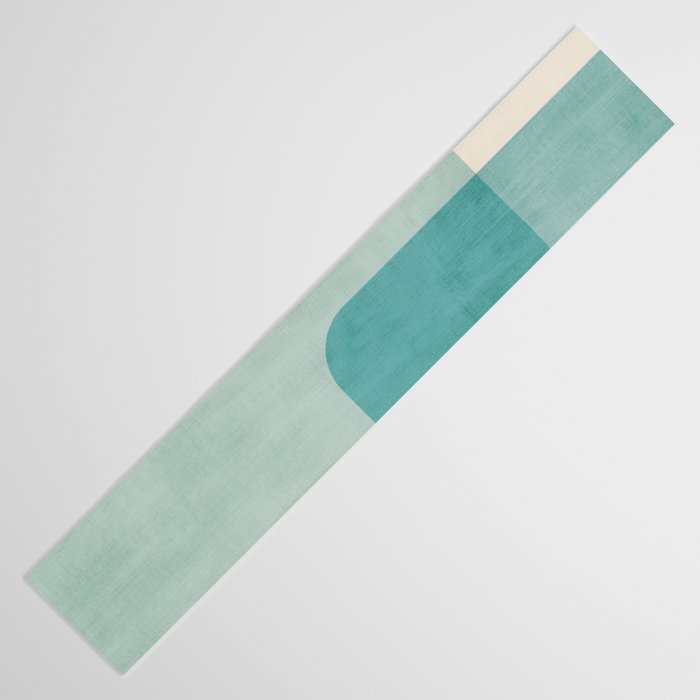 Light Blue Aqua Minimalist Geometric Artwork Table Runner Gallery Image 3