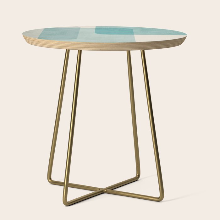 Light Blue Aqua Minimalist Geometric Artwork Side Table Gallery Image 1