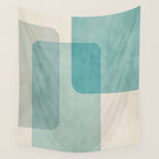 Light Blue Aqua Minimalist Geometric Artwork Wall Tapestry Gallery Image 4