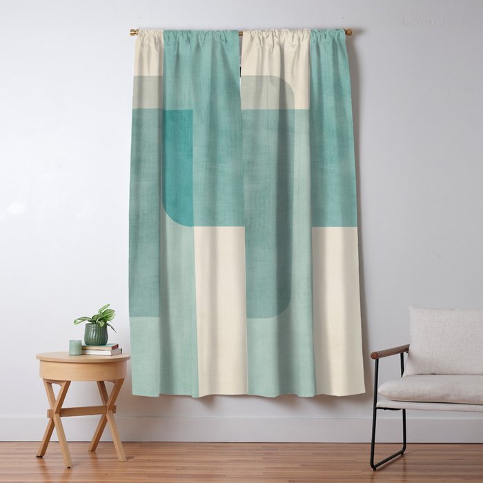 Light Blue Aqua Minimalist Geometric Artwork Window Curtain Gallery Image 5