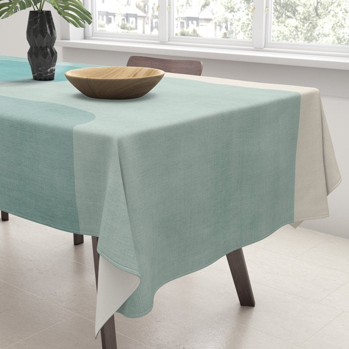 Light Blue Aqua Minimalist Geometric Artwork Tablecloth Gallery Image 3