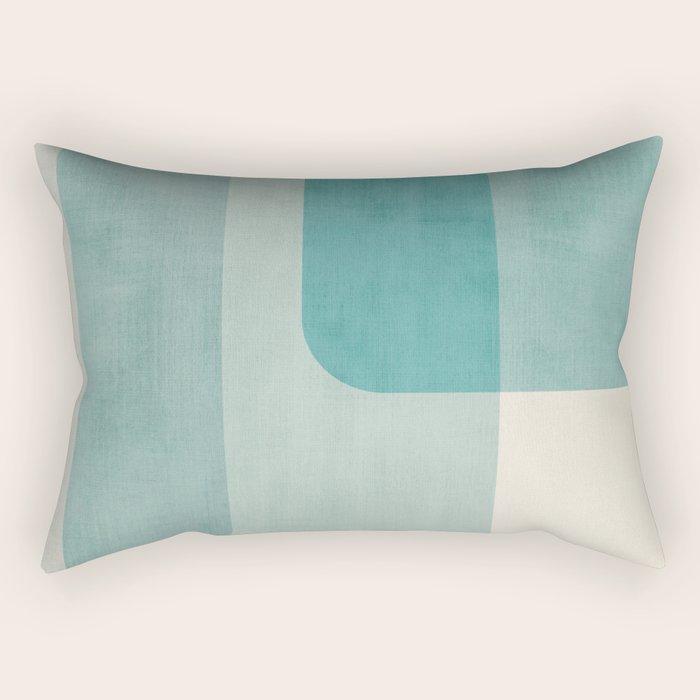 Light Blue Aqua Minimalist Geometric Artwork Rectangular Pillow Gallery Image 1