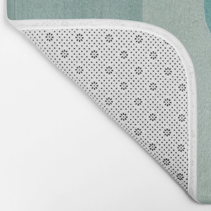 Light Blue Aqua Minimalist Geometric Artwork Bath Mat Gallery Image 2