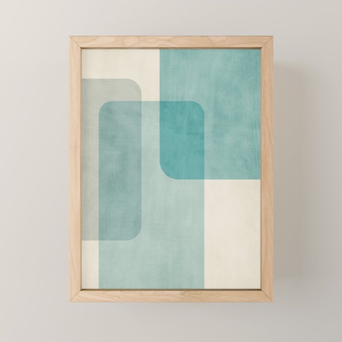 Light Blue Aqua Minimalist Geometric Artwork Mini Art Print Gallery Image 1
