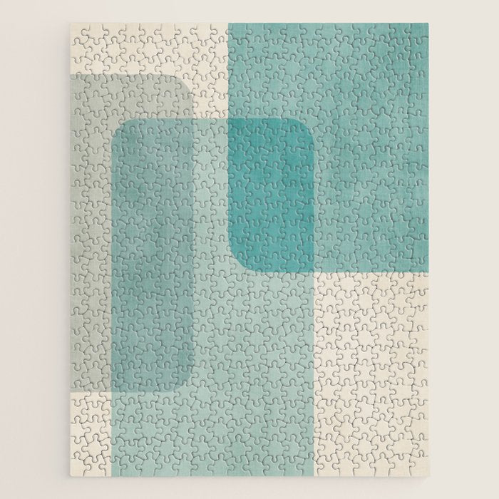 Light Blue Aqua Minimalist Geometric Artwork Jigsaw Puzzle
