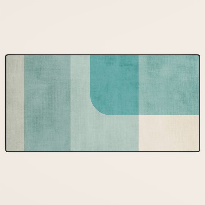 Light Blue Aqua Minimalist Geometric Artwork Desk Mat Gallery Image 3